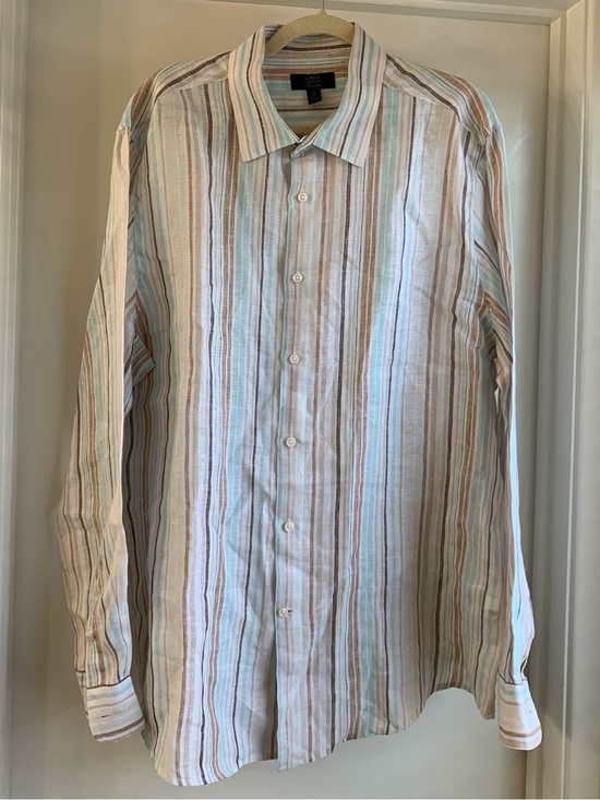 Club Room Other - Linen Club Room Luxury Striped Linen Shirt in Mint & Beige XL
